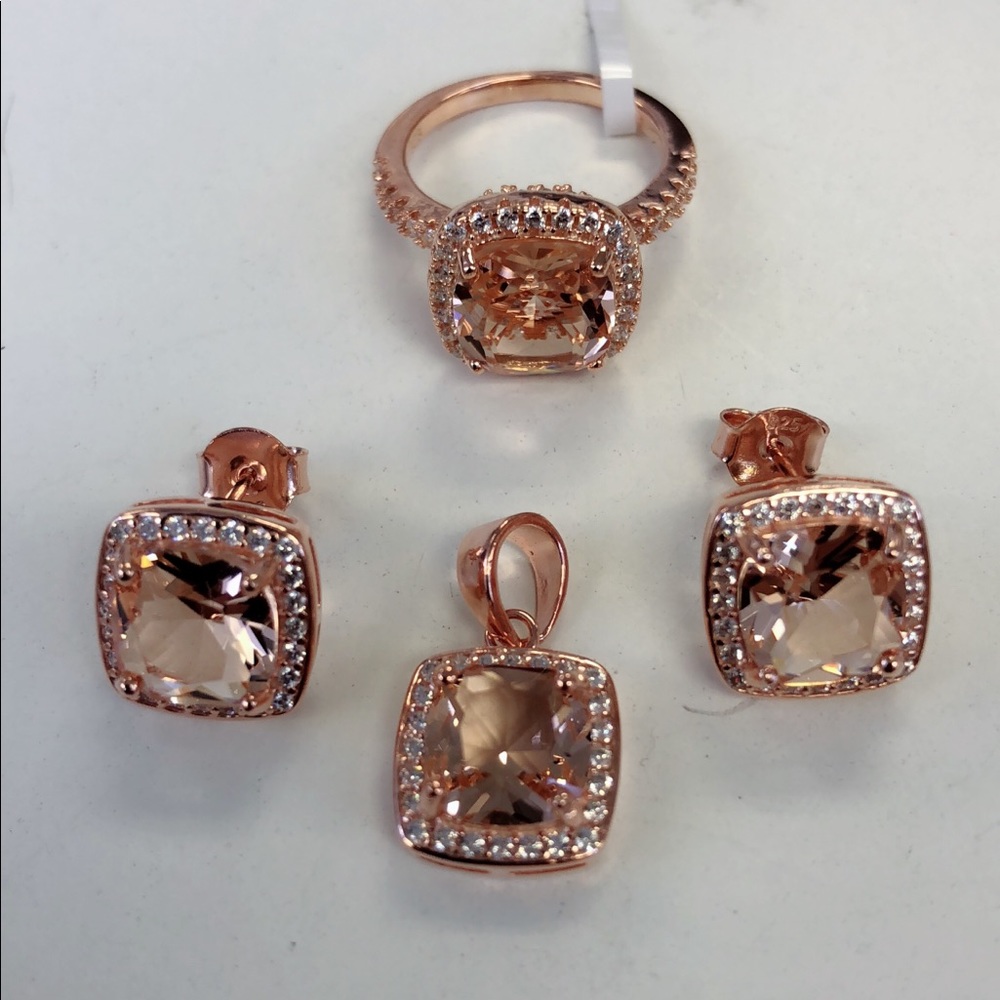 sterling silver 925 simulated morganite sets - Picture 3 of 8